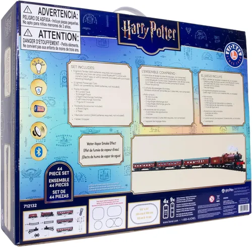 Miniatura 4 de Conjunto de tren de juguete Lionel Hogwarts Express con batería calibre O, con control remoto, locomotora, vagones de tren y pista con sonidos