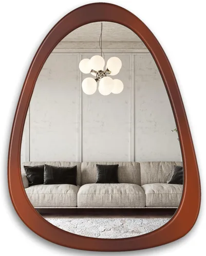 Miniatura 11 de Espejo de pared irregular de 22.5" x 17.5", espejo con marco de madera negra, espejo de pared asimétrico para sala de estar, dormitorio, baño
