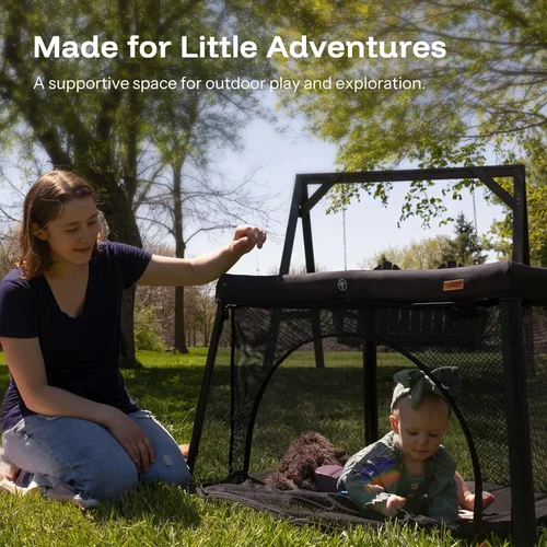Miniatura 6 de HARPPA Cuna de viaje con colchón cómodo, cuna portátil ligera que no requiere montaje, paquete plegable y juego para bebés y niños pequeños, patio