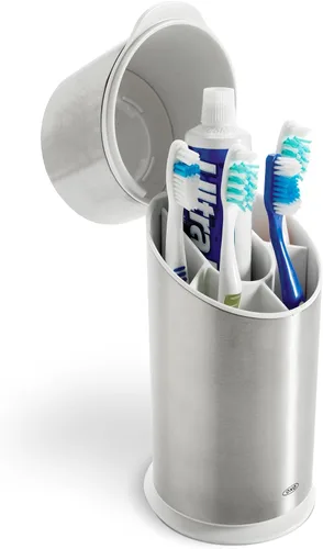 OXO Good Grips - Organizador de cepillos de dientes de acero inoxidable, organizador y almacenamiento de baño, soporte para cepillos de dientes para