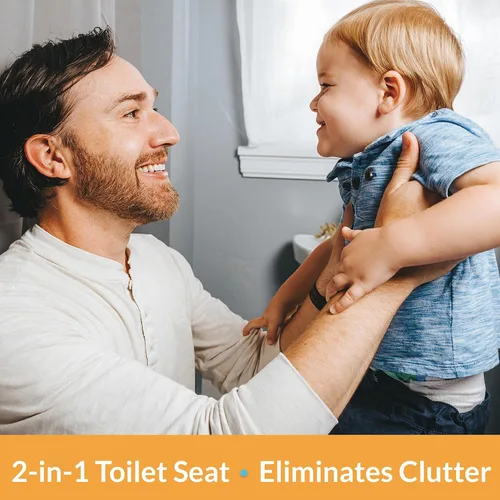 Miniatura 4 de Little2Big - Asiento de inodoro con asiento de entrenamiento integrado para niños pequeños, cierre lento, fácil de instalar, fabricado en Estados