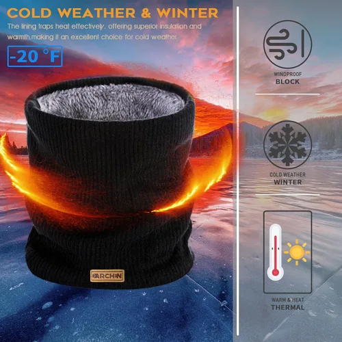 Miniatura 6 de DARCHEN Polaina de cuello polar de invierno [paquete de 2/4/6], calentador de cuello de esquí para clima frío, correr, esquí, pesca..
