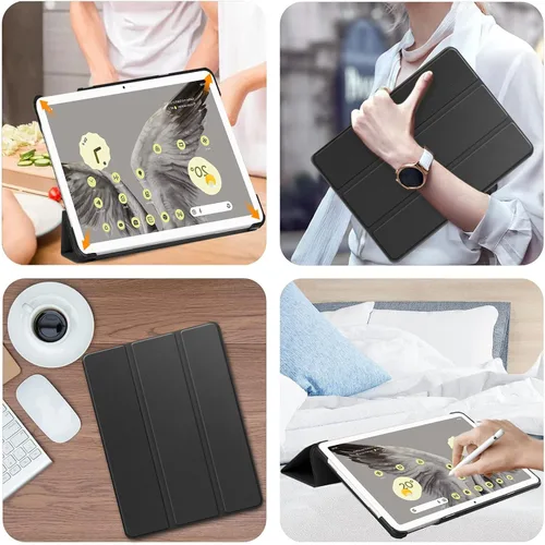 Miniatura 7 de NINKI Funda para tablet Google Pixel – Cuero, policarbonato duro a prueba de golpes + carcasa trasera de piel sintética, funda ligera con soporte
