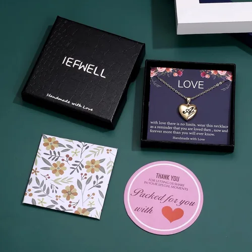 Miniatura 7 de IEFWELL - Collares con medallón de letra inicial para fotos, chapado en oro de 14 quilates, para mujeres y niñas