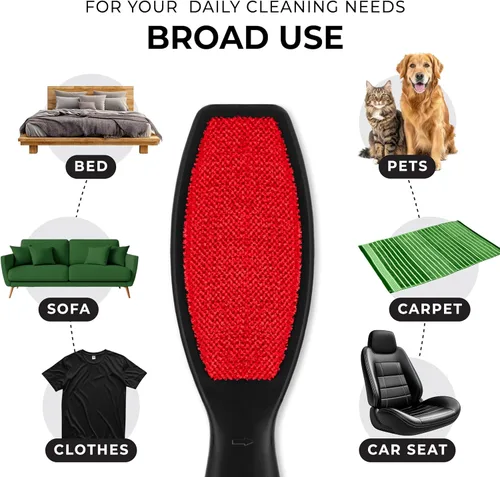 Miniatura 3 de DecorRack Paquete de 2 cepillos de doble cara para eliminar pelusas, cepillo removedor de pelo de mascotas para ropa y muebles, quita el pelo
