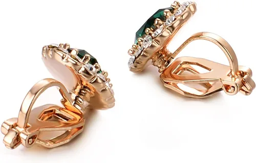 Miniatura 30 de Yoursfs Austria - Aretes de clip de cristal para mujer, chapados en oro de 18 quilates, joyería de moda con halo de circonita cúbica, aretes sin
