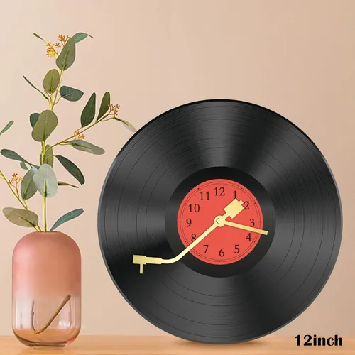 Miniatura 6 de Discos de vinilo de 12 pulgadas, decoración de pared, reloj de pared de disco de vinilo, relojes de pared únicos con pilas (batería no incluida)