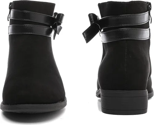 Miniatura 4 de Luoika Botines anchos para mujer, botines de invierno extra anchos con cremallera lateral y tacón bajo.
