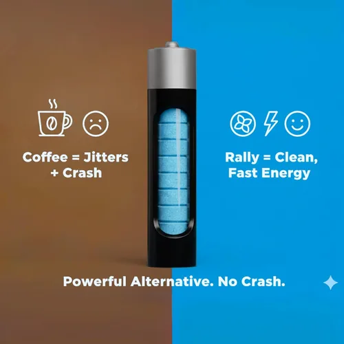 Miniatura 4 de Rally Energy Menta con cafeína, 60 miligramos de cafeína, energía instantánea, caramelo de menta con cafeína de aliento fresco, 0 azúcar, sabor