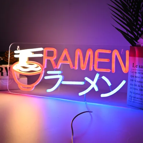 Miniatura 7 de Britrio Ramen ラーメン Letrero de neón con luces LED para decoración de pared, letreros de neón para restaurantes, barras de casa, cocina, comedor