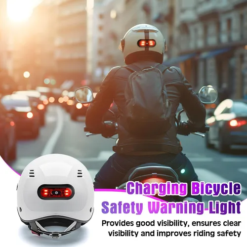 Miniatura 5 de Tujoe Juego de 2 luces LED rojas para casco trasero de motocicleta, luces traseras recargables para casco de advertencia de seguridad con cable USB