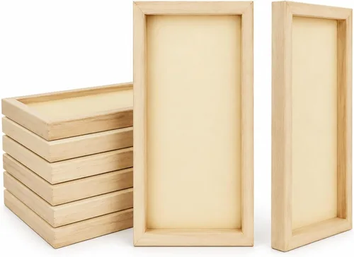 APACALI Paquete de 8 tableros de lienzo de madera sin terminar para pintar, paneles rectangulares de madera acunados de aproximadamente 11.6 x 5.8