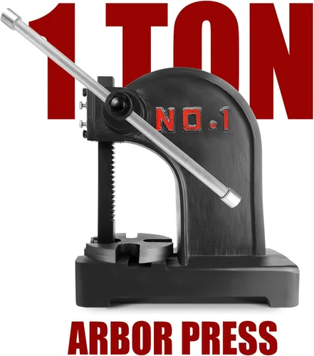 Miniatura 9 de Prensa de eje de 1 tonelada con volante, altura máxima de 5.5 pulgadas, prensa manual de escritorio de hierro fundido, prensa manual de precisión