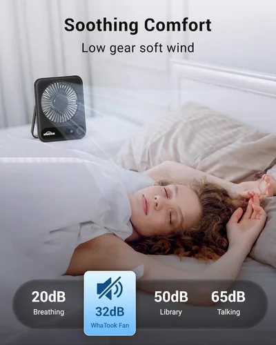 Miniatura 3 de WHATOOK Ventilador personal de escritorio pequeño: 5000 mAh 25 horas de batería de oficina, silencioso mini ventilador de escritorio portátil