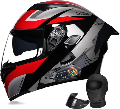 Miniatura 19 de Casco Modular Moto con Bluetooth Integrado, Doble Visera, Ventilación Múltiple, Forro Extraíble, ABS de Alta Densidad, DOT Homologado para Hombres