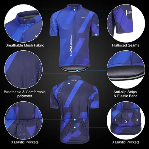 Miniatura 24 de Lixada Camiseta de ciclismo para hombre de manga corta con pantalones cortos acolchados de secado rápido para verano, ropa corta para bicicleta