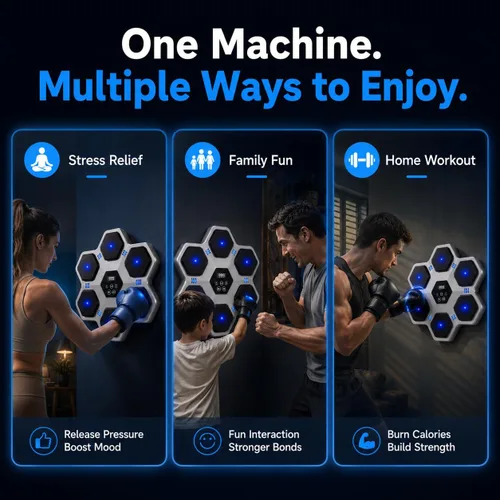 Miniatura 2 de Music Boxing Machine with Gloves for Adults & Kids,5 Button LCD Touch Control with One Button Mute & Rhythm Recognition,17.3'' Large Size Wall