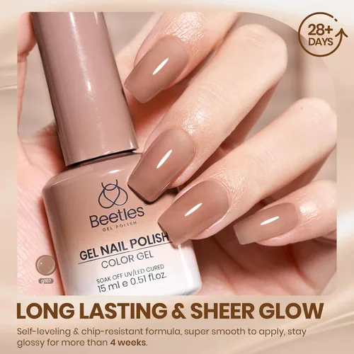 Miniatura 51 de Beetles - Esmalte de uñas de gel marrón – 0.5 onzas líquidas de esmalte de gel marrón oscuro, lámpara LED UV para uñas, regalo de manicura para I