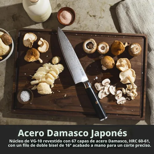 Miniatura 2 de Yatoshi Knives Juego de Bloques de Cuchillos de Cocina Magnéticos - Cuchillos Japoneses de Acero VG-10 de Alto Grado de 67 Capas, Afilados, Mango