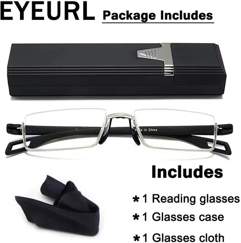 Miniatura 5 de EYEURL Lentes de lectura para computadora de medio borde para hombres y mujeres, lentes de óptica fina con bloqueo de luz azul +0.0