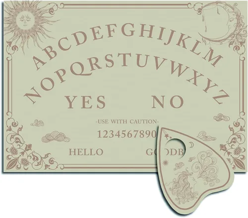 Miniatura 8 de CREATCABIN Tablero de madera con péndulo, tablero de madera para hablar con planchette, kit de adivinación, juego de caza de espíritus, decoración