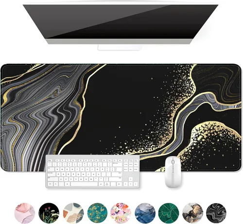 Miniatura 17 de Auhoahsil Alfombrilla grande para mouse, tamaño XXL, extendida de 35 x 15 pulgadas, base de goma antideslizante, bordes cosidos, superficie 03