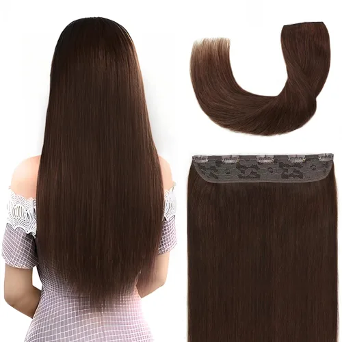 Miniatura 22 de Winsky Extensiones de cabello de cabello humano real - Una pieza con reflejos rubios, extensiones de cabello Remy con clip para mujeres