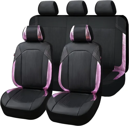 Miniatura 12 de Flying Banner - Juego completo de fundas para asiento de automóvil de cuero sintético, para asientos delanteros y traseros, estilo de moda, fácil