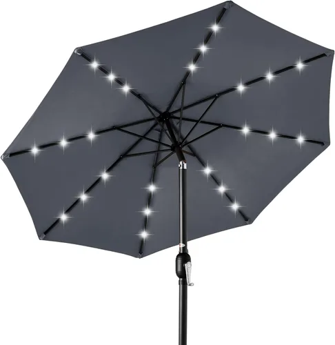 Miniatura 19 de Best Choice Products Solar Polyester LED Lighted Patio Umbrella w/Tilt Adjustment and UV-Resistant Fabric Gris niebla