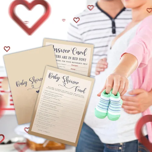Miniatura 3 de Family Feud - Tarjeta de juego para baby shower, juego de relleno de doble cara caqui de 5 x 7 pulgadas para bebé, niño o niña, 30 tarjetas y 1