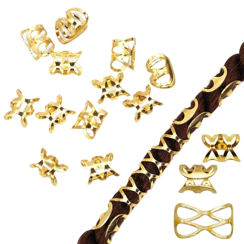 Miniatura 2 de NAISKA 50 piezas de joyería para rastas, anillos trenzados para el cabello, clips de temor, cerraduras de metal, joyería para trenzar el cabello