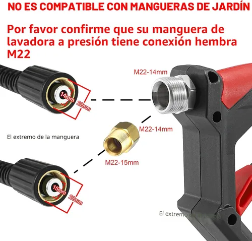 Miniatura 3 de Tool Daily Pistola de lavado a presión corta con cañón de espuma, conector rápido de 1/4 pulgadas, con 5 puntas de boquilla de hidrolimpiador, 1
