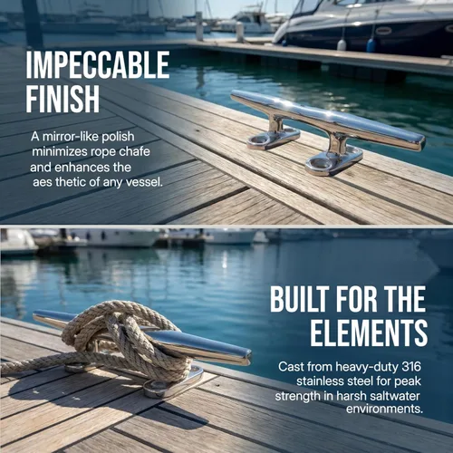 Miniatura 4 de MIZUGIWA Boat Cleats 316 Stainless Steel,4 inch 5 inch 6 inch 8 inch Marine Dock Cleat Open Base with Fasteners for Boat