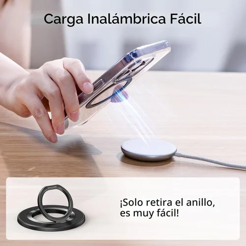 Miniatura 7 de SYNCWIRE - Soporte magnético con aro para MagSafe, rotación de 360 grados, agarre y soporte para teléfono, aro para dedo, doble imán, compatible