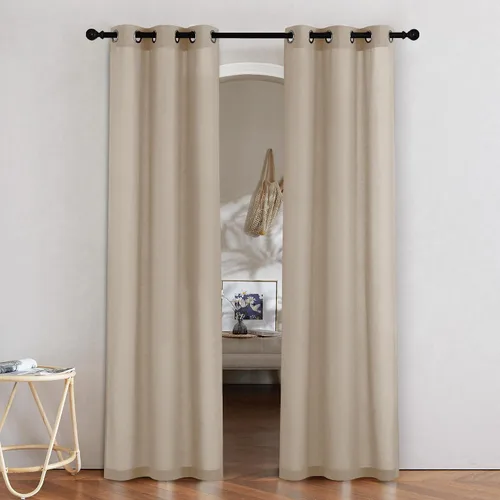 Miniatura 214 de NICETOWN Cortinas de lino natural con textura de lino para dormitorio, mezcla de lino rústica con ojales en la parte superior, semitransparentes
