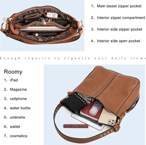 Miniatura 5 de Montana West Bolso de hombro oculto para mujer, bolso cruzado de moda