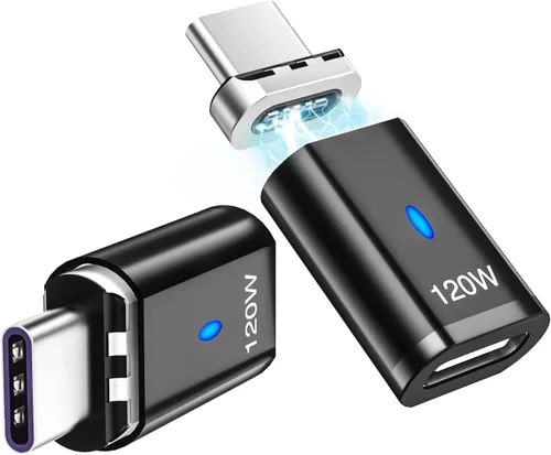 Miniatura 9 de Adaptador magnético USB C Ángel derecho + USB magnético tipo C recto 5 pines, compatible con PD 120 W carga rápida, transferencia de datos de 480