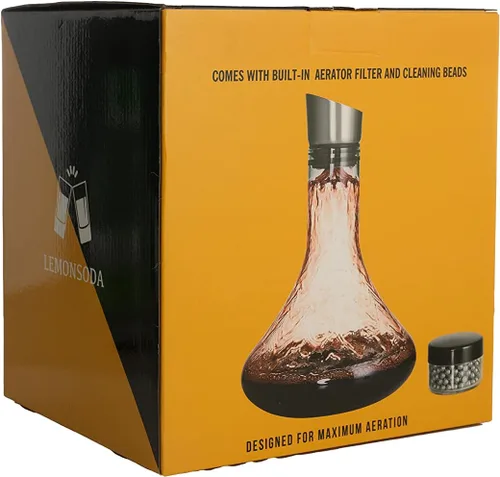 Miniatura 4 de LEMONSODA Decantador de vino de vidrio completo con aireador, filtro y kit de limpieza, cristalería transparente, sin plomo, gran regalo
