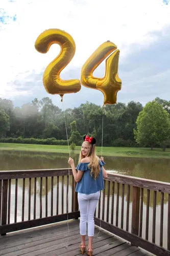 Miniatura 4 de Globo de cumpleaños número 4 dorado de 40 pulgadas, globos gigantes del número cuatro 14 24 34 40 44 2024, globos grandes de lámina de mylar para Oro