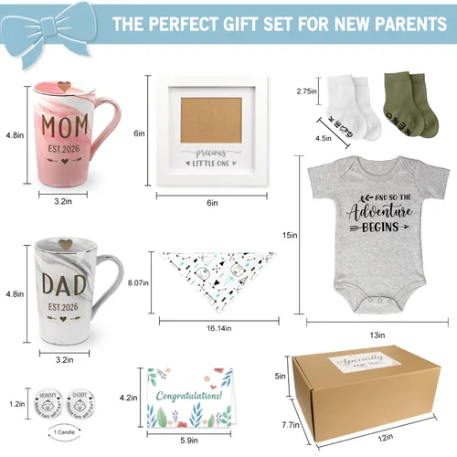 Miniatura 2 de Set de Regalo para Nuevos Padres Est 2026 Regalos de Anuncio de Embarazo para Parejas - Canasta de Primera Vez para Nueva Mamá para Baby Shower