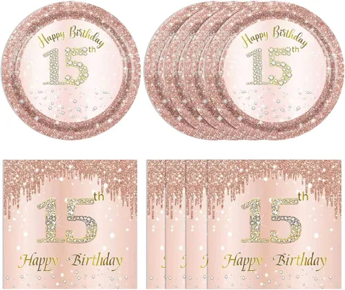 Miniatura 8 de Decoraciones de cumpleaños número 70 para mujer, decoraciones de cumpleaños número 70, platos y servilletas de oro rosa, decoraciones de cumpleaños