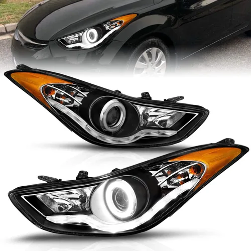 Miniatura 2 de AmeriLite Xtreme Juego de Faros Delanteros Halógenos con Proyector LED Halo Para Hyundai Elantra Sedan Coupe 2011-2013 - Lado del Pasajero