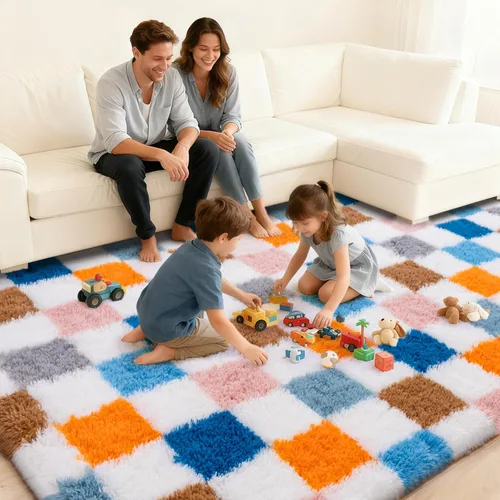Miniatura 14 de Alfombras de área de 8x10 para sala de estar, alfombra shaggy grande ultra suave y esponjosa para dormitorio, alfombras de felpa mullida Blanco crema