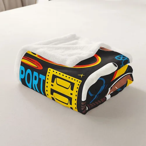 Miniatura 5 de Feelyou Manta Deportiva de Felpa Sherpa para Lanzar, Baloncesto, Fútbol Americano, Béisbol, Tenis, Manta Suave y Mantas con Patrón de Pelota, Manta