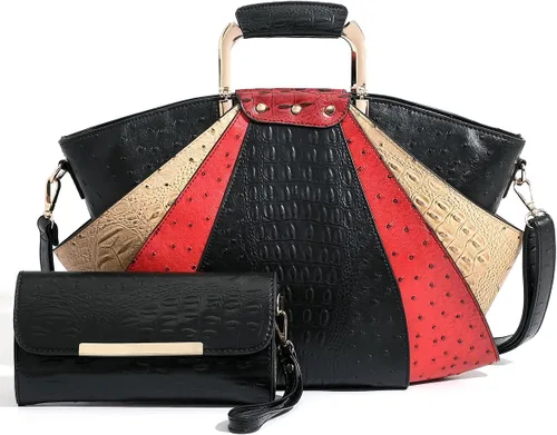 Bolso de Mujer de Gran Capacidad de Cuero Cartera de Diseñador de Moda con Asa Superior de Metal Bolsos de Mano para Mujer Bandolera Bolsos Grandes