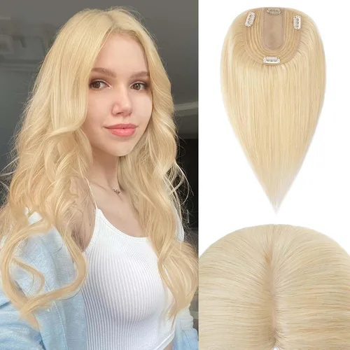 Miniatura 131 de Rich Choices Pelucas con topper de cabello para mujeres, cabello humano real 100% Remy, sin flequillo, para mujeres con adelgazamiento en la parte