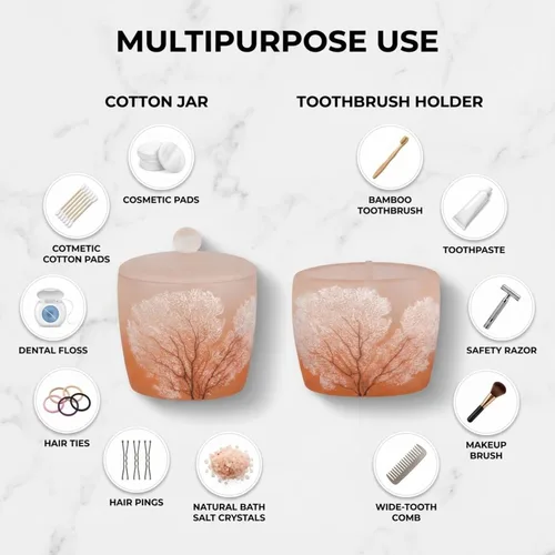 Miniatura 5 de Decozen Juego de 6 accesorios de baño, dispensador de jabón, soportes para cepillos de dientes, vaso, jabonera y tarro de hisopo de algodón