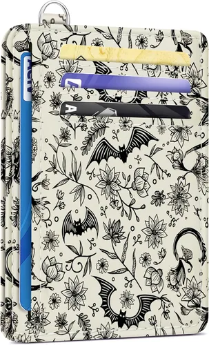 Miniatura 16 de SEAVILIA Tarjetero de crédito para mujer, cartera RFID para mujer, tarjetero de bolsillo frontal delgado y minimalista, bonito estuche delgado
