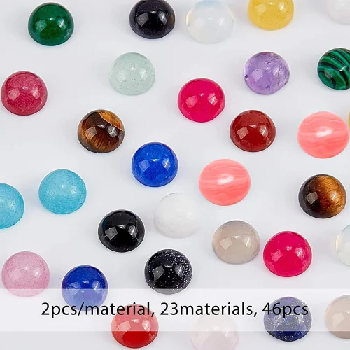 Miniatura 2 de SUPERFINDINGS 46 cabujones de piedras preciosas naturales de 0.236 pulgadas (0.236 in), cuentas de cabujón medio redondo, piedras de 23