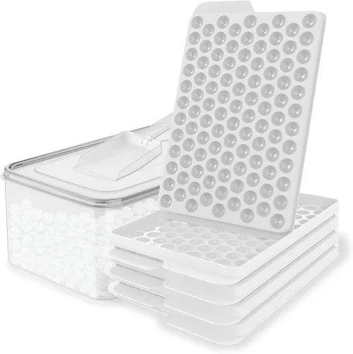 Miniatura 10 de WIBIMEN Bandejas Mini para Cubitos de Hielo, Bandejas Pequeñas y Redondas de Hielo en Forma de Guijarro Triturado para Congelador con Tapa - Para